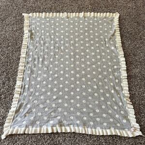 Elegant Baby Gray & White Polka Dot Ruffle Cotton Baby Blanket 30" W x 40" L